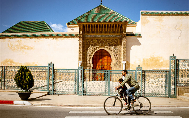 Riding a bike in Meknes
