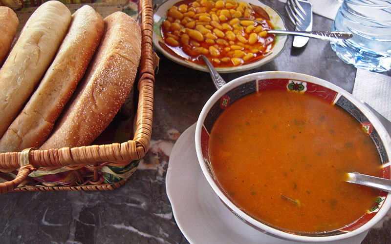 Moroccan food and drink - soup and beans