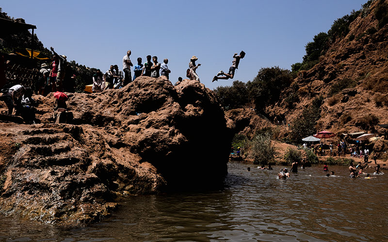 Swimming at Ouzoud Falls