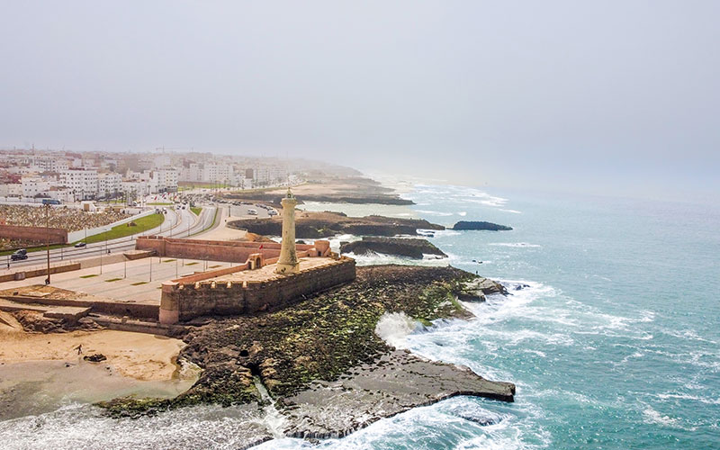 Aerial drone view of Rabat, Morocco
